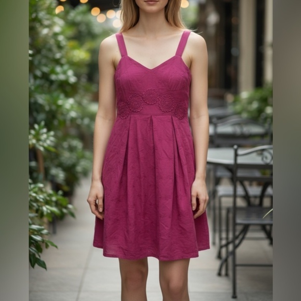 New with Tag Talbots Red Embroidered Sleeveless Mini Dress Size 6P
